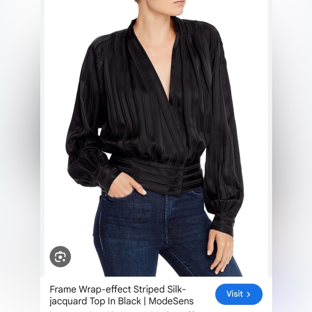 FRAME
Wrap-effect Striped Silk-jacquard Top In Black -small/black